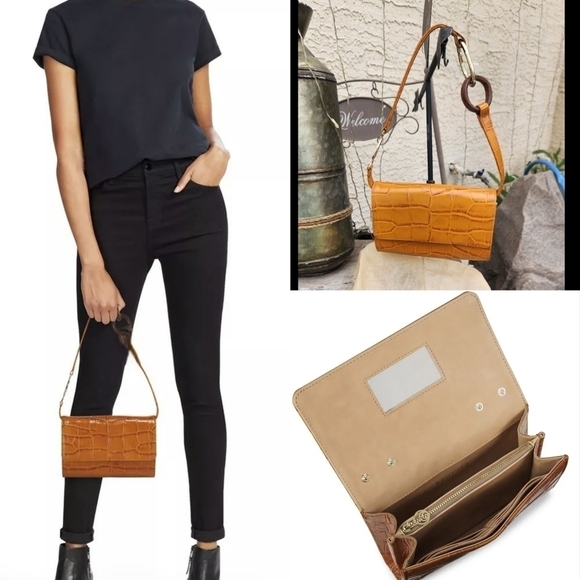 BROTHER VELLIES LIJADU CROC-EMBOSSED LEATHER SHOULDER BAG AND CLUTCH - Picture 2 of 9